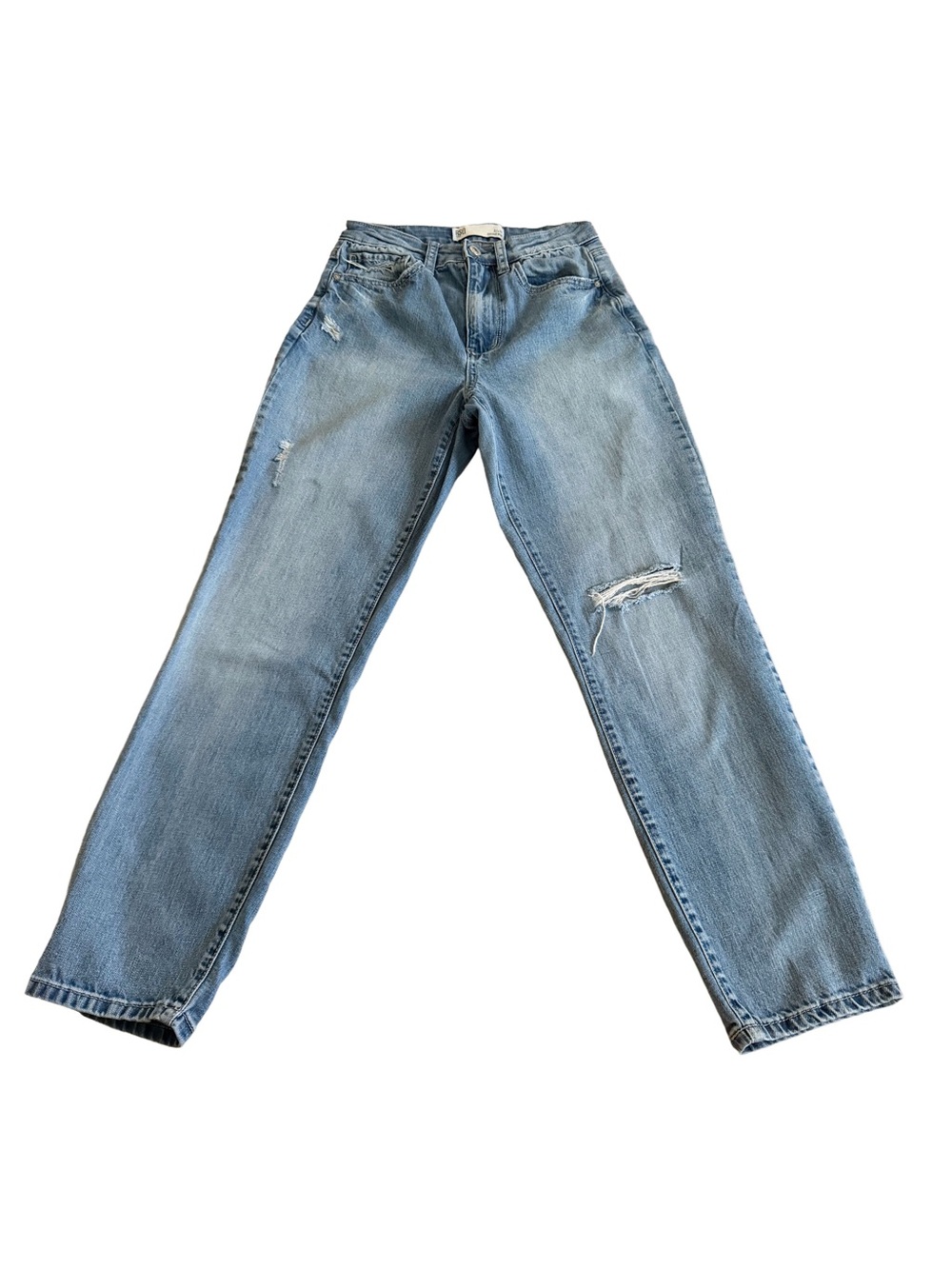 RSQ Vintage Mom Light Wash Distressed 90s Denim Crop Jeans Juniors 3 26x26
